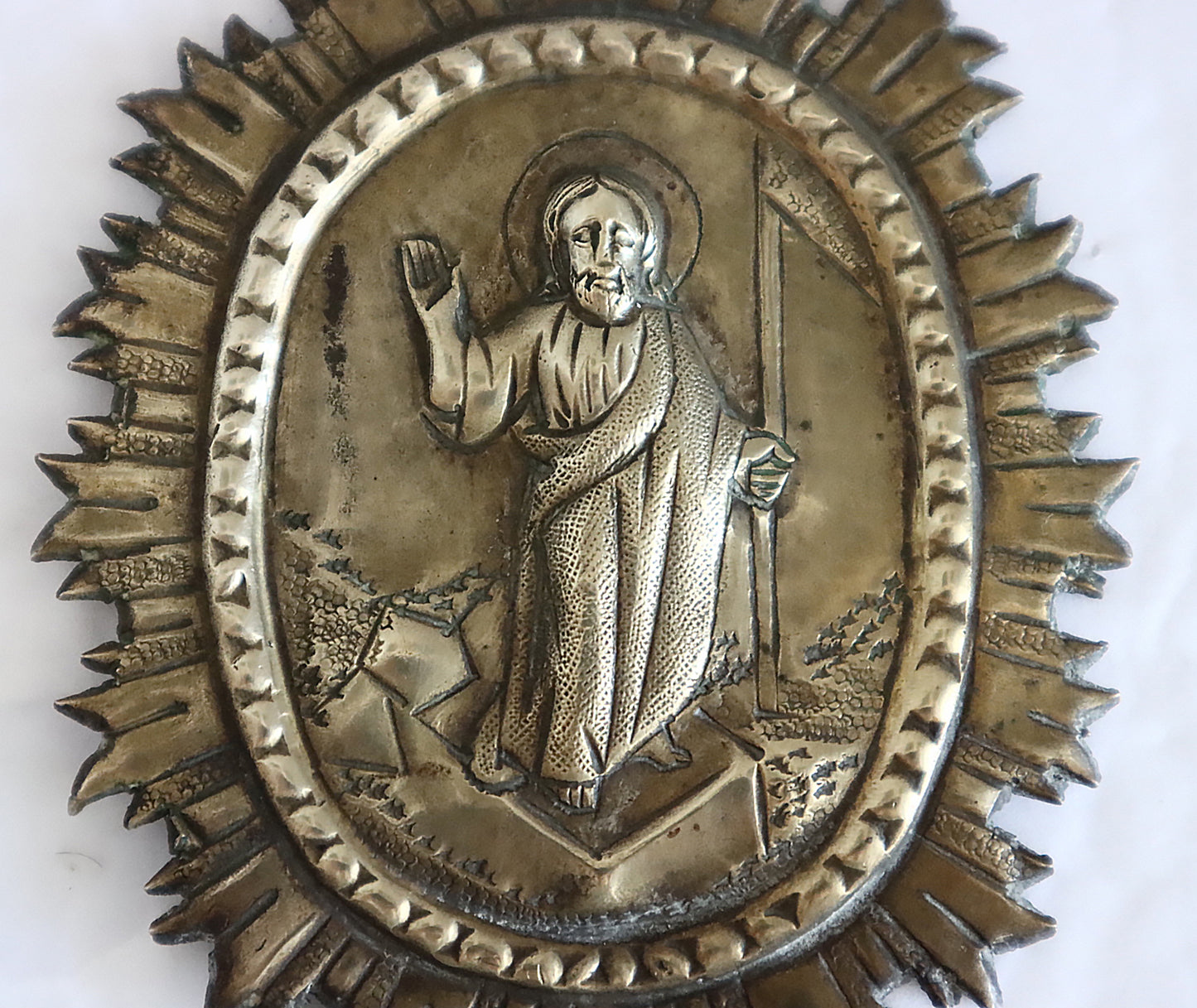 5559 | 19th c. Bronze pommel tabernacle Resurrection of Jesus Christ.