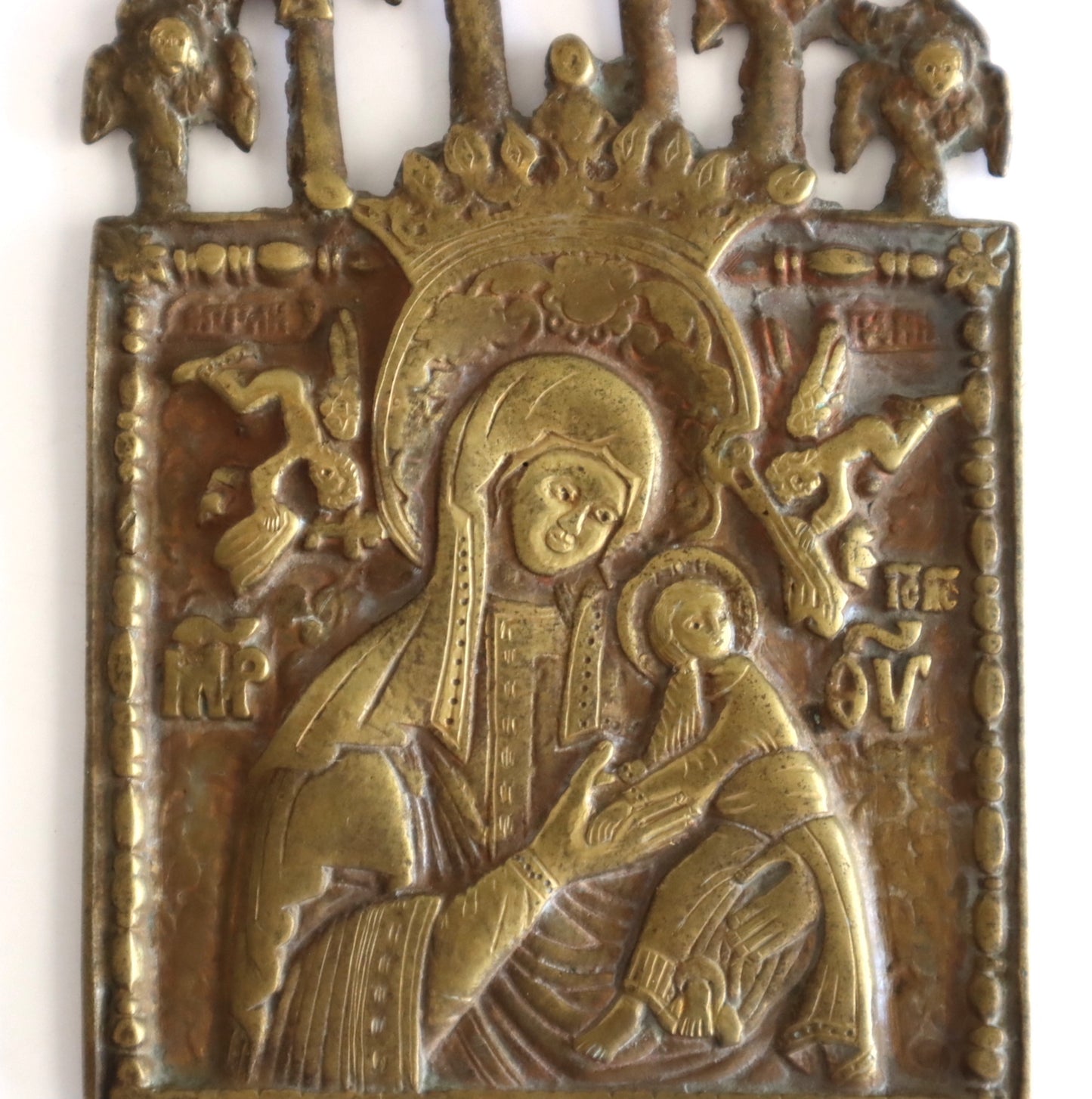 5576 | Antiques, Orthodox, Russian Bronze icon: The Mother of God of Passion