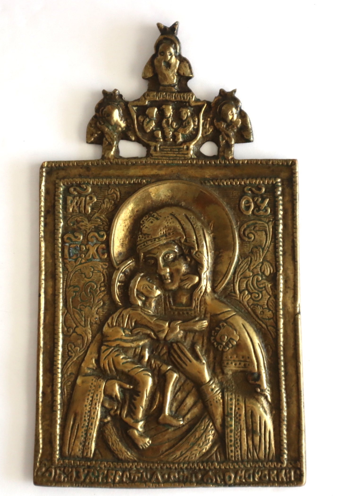 6677 | Antiques, Orthodox, Russian Bronze icon: Feodorovskaya the Mother of God