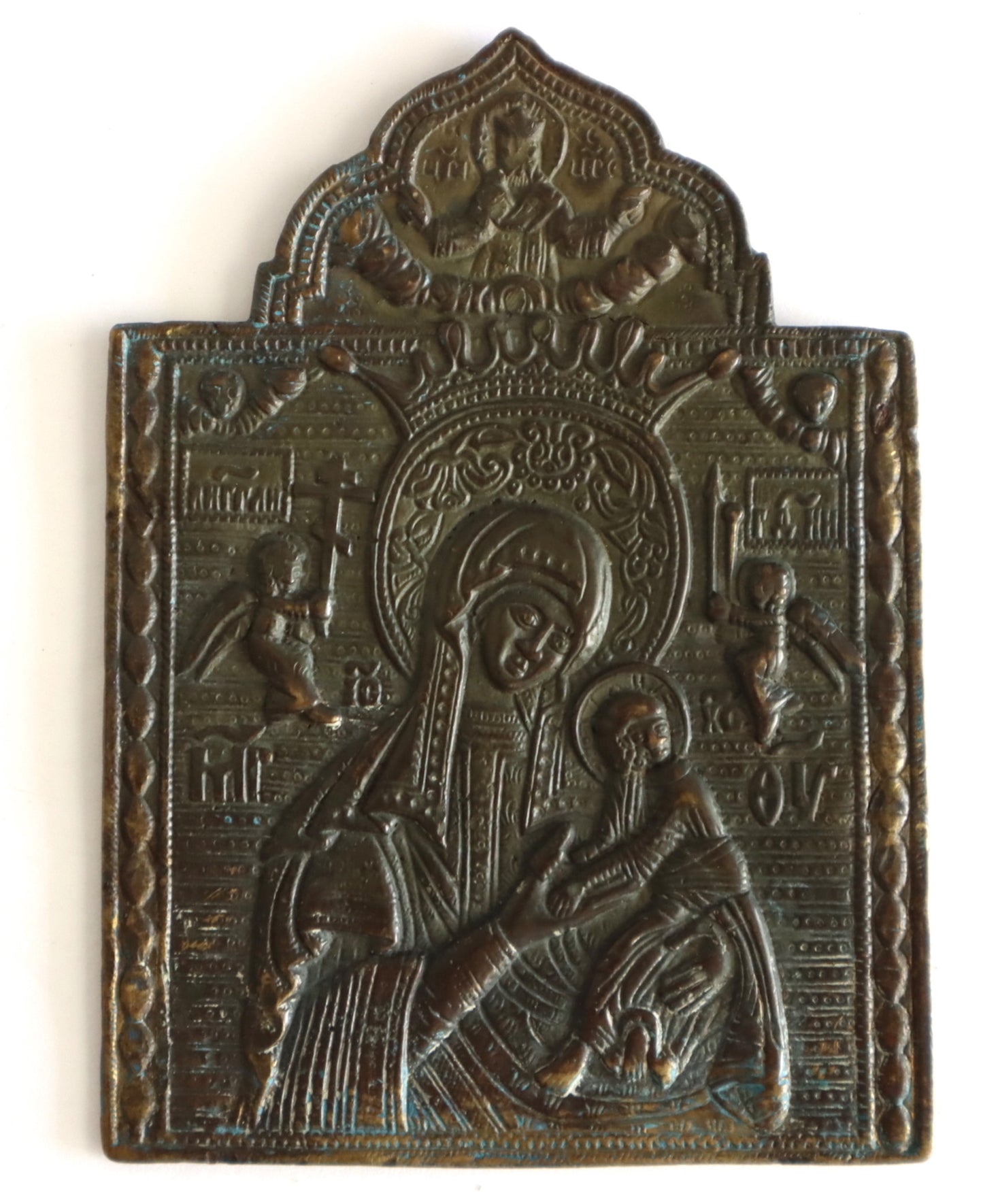 5583 | Antiques, Orthodox, Russian Bronze icon: The Mother of God of Passion