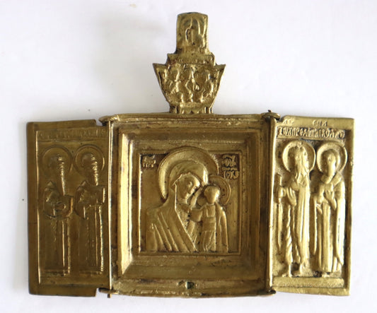 5595 | Antiques, Orthodox, Russian Bronze icon: Kazan Mother of God