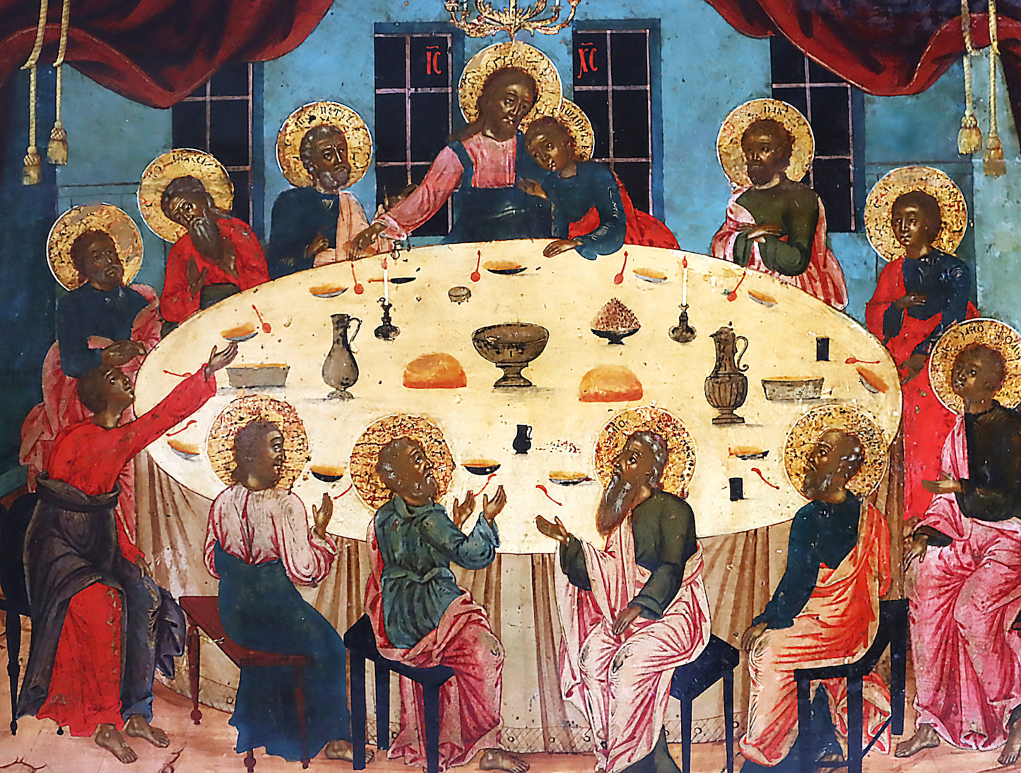 5637 | Antiques, Orthodox, Russian icon: The Mystic Supper