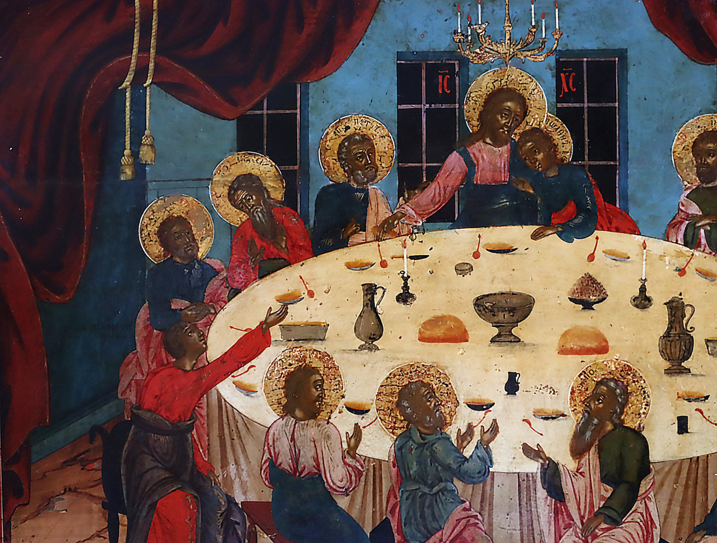 5637 | Antiques, Orthodox, Russian icon: The Mystic Supper