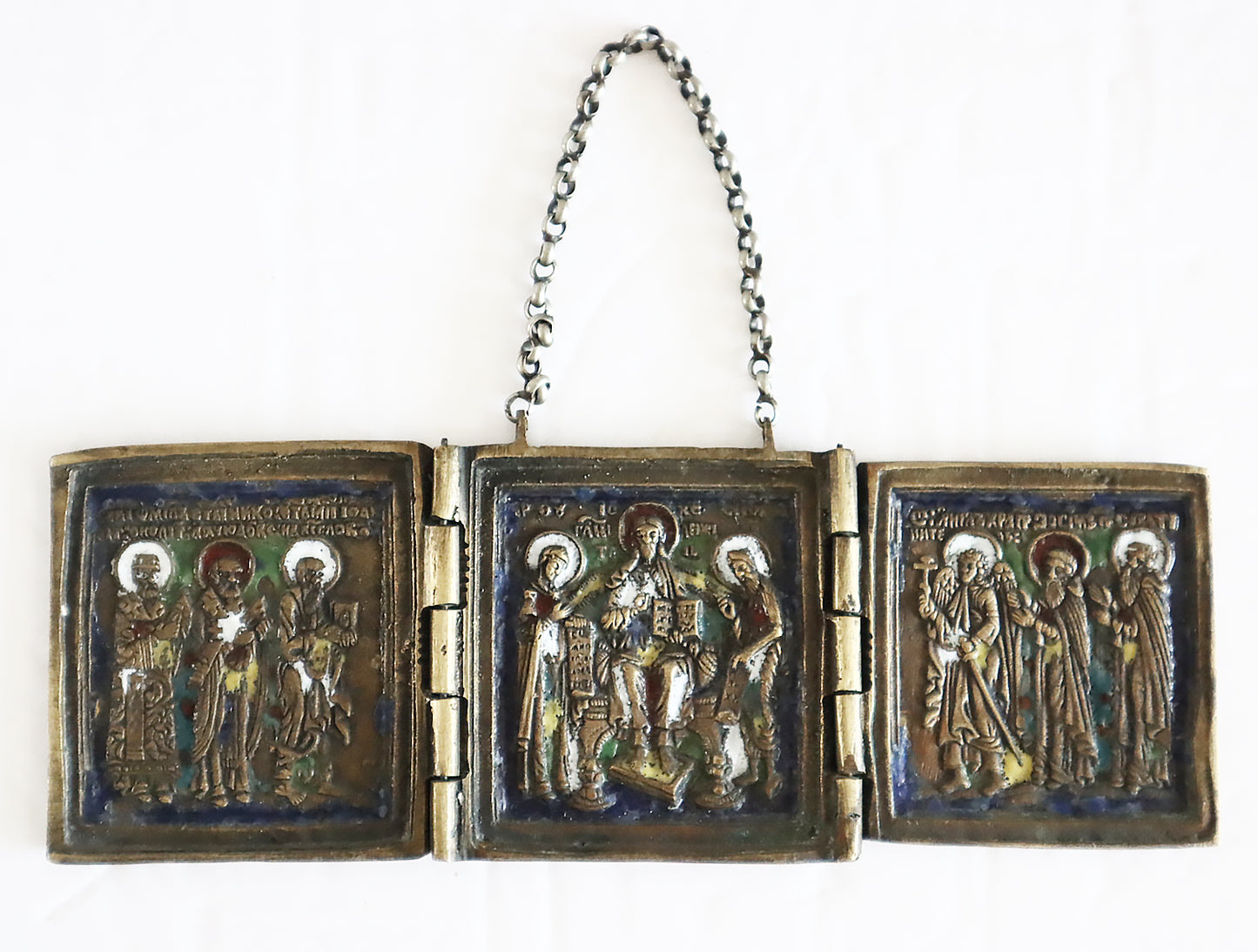 5654 | Antiques, Orthodox, Russian Bronze icon: Deisis.