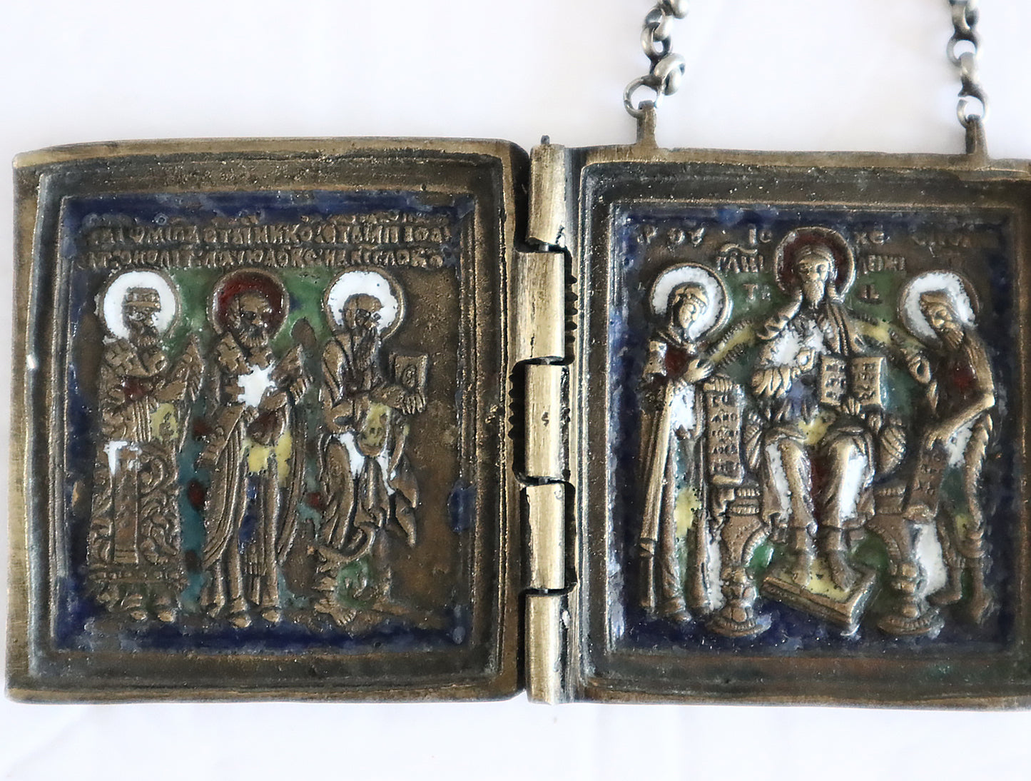 5654 | Antiques, Orthodox, Russian Bronze icon: Deisis.