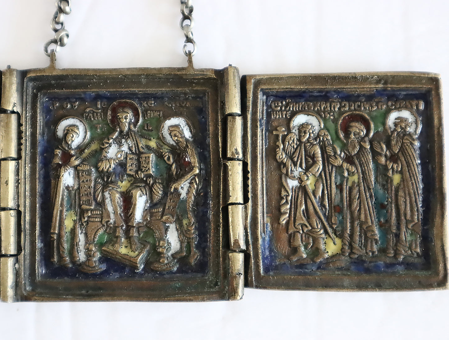 5654 | Antiques, Orthodox, Russian Bronze icon: Deisis.