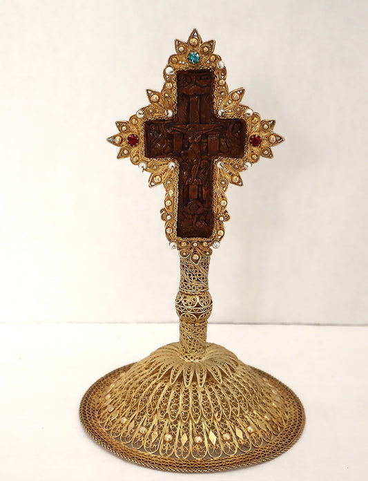 Russian Altar cross on a stand silver gilded | 5666 |