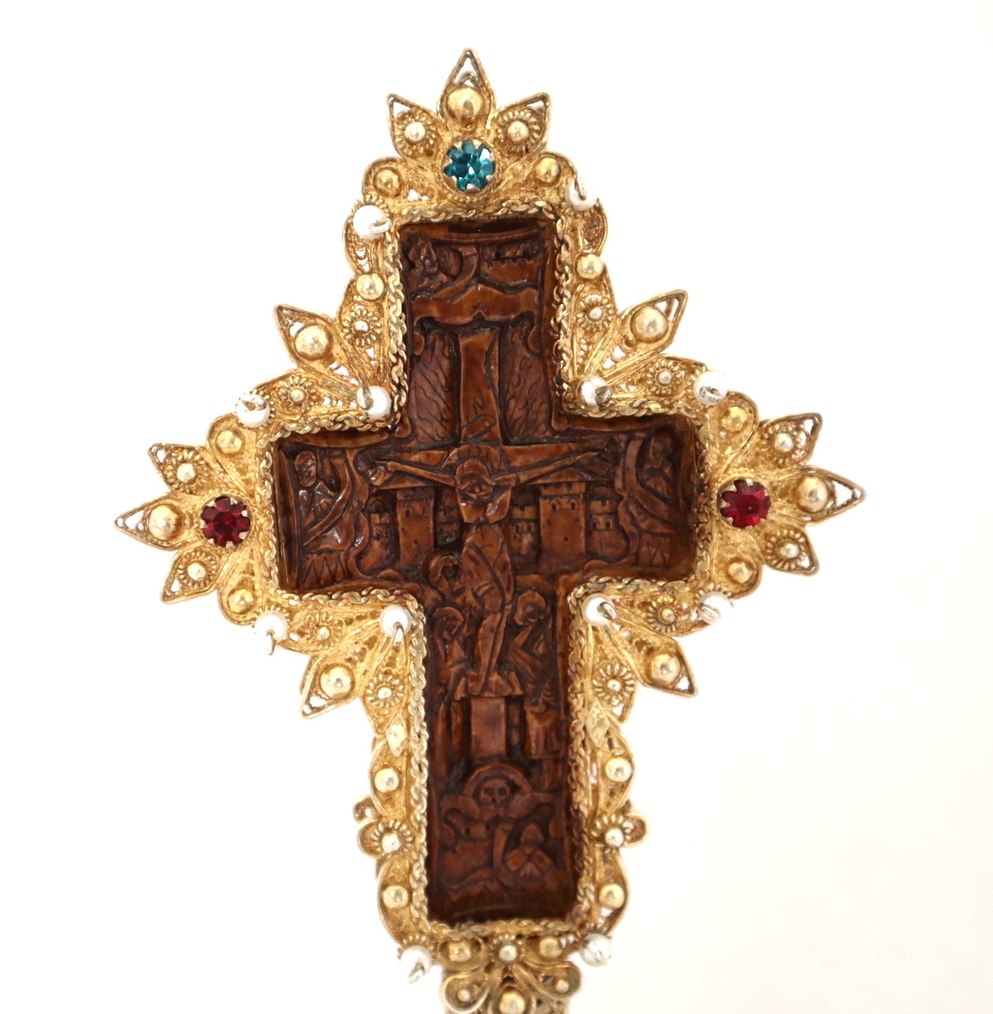 5666 | Russian Altar cross on a stand silver gilded