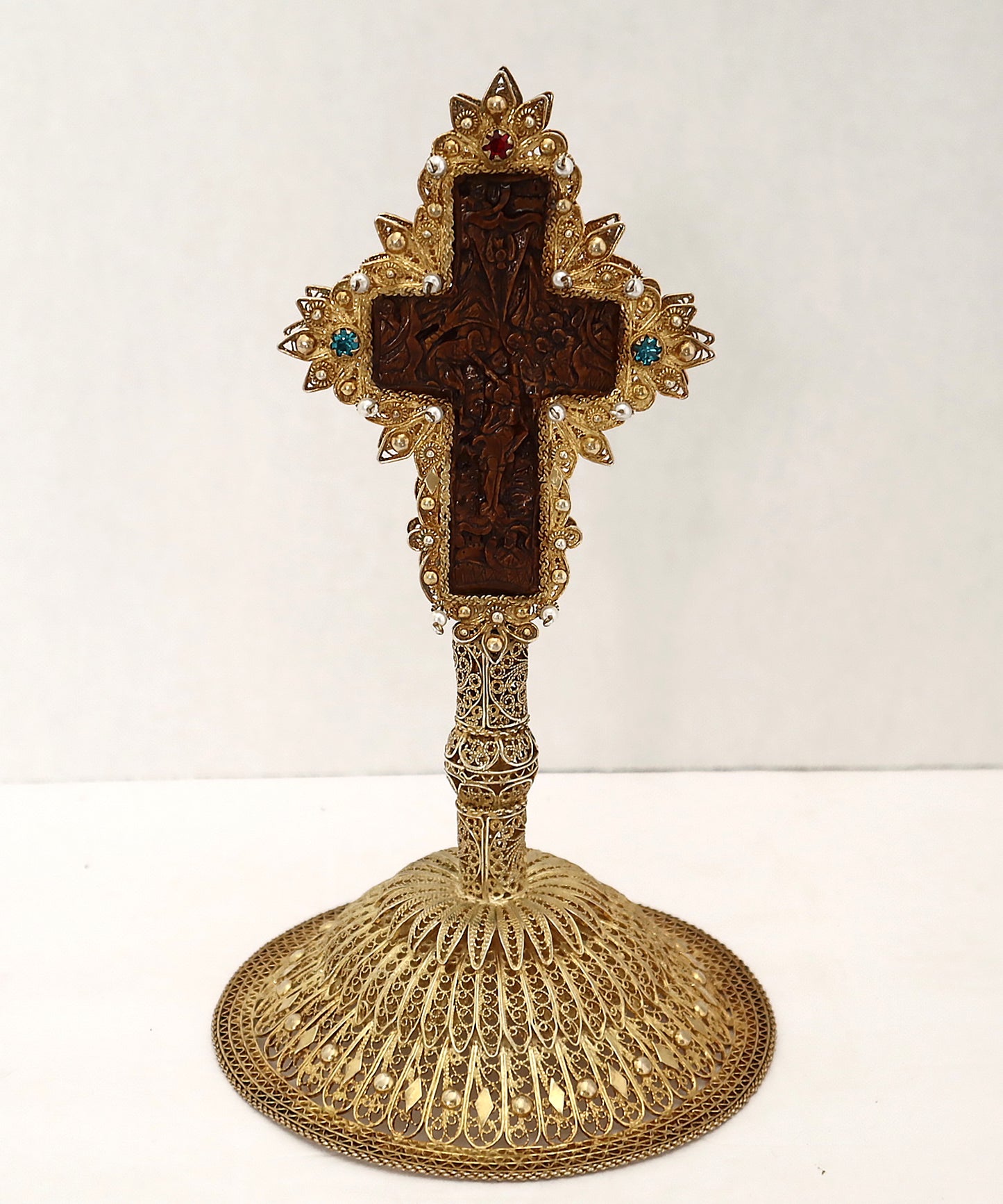 5666 | Russian Altar cross on a stand silver gilded