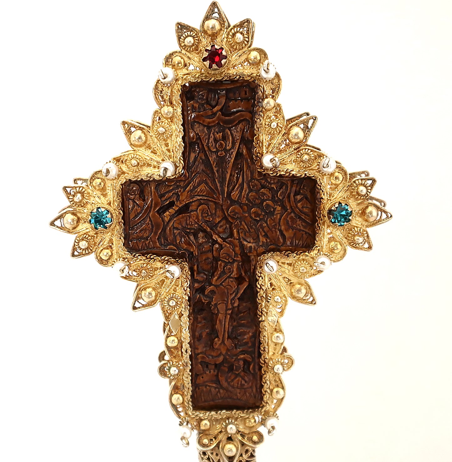 5666 | Russian Altar cross on a stand silver gilded