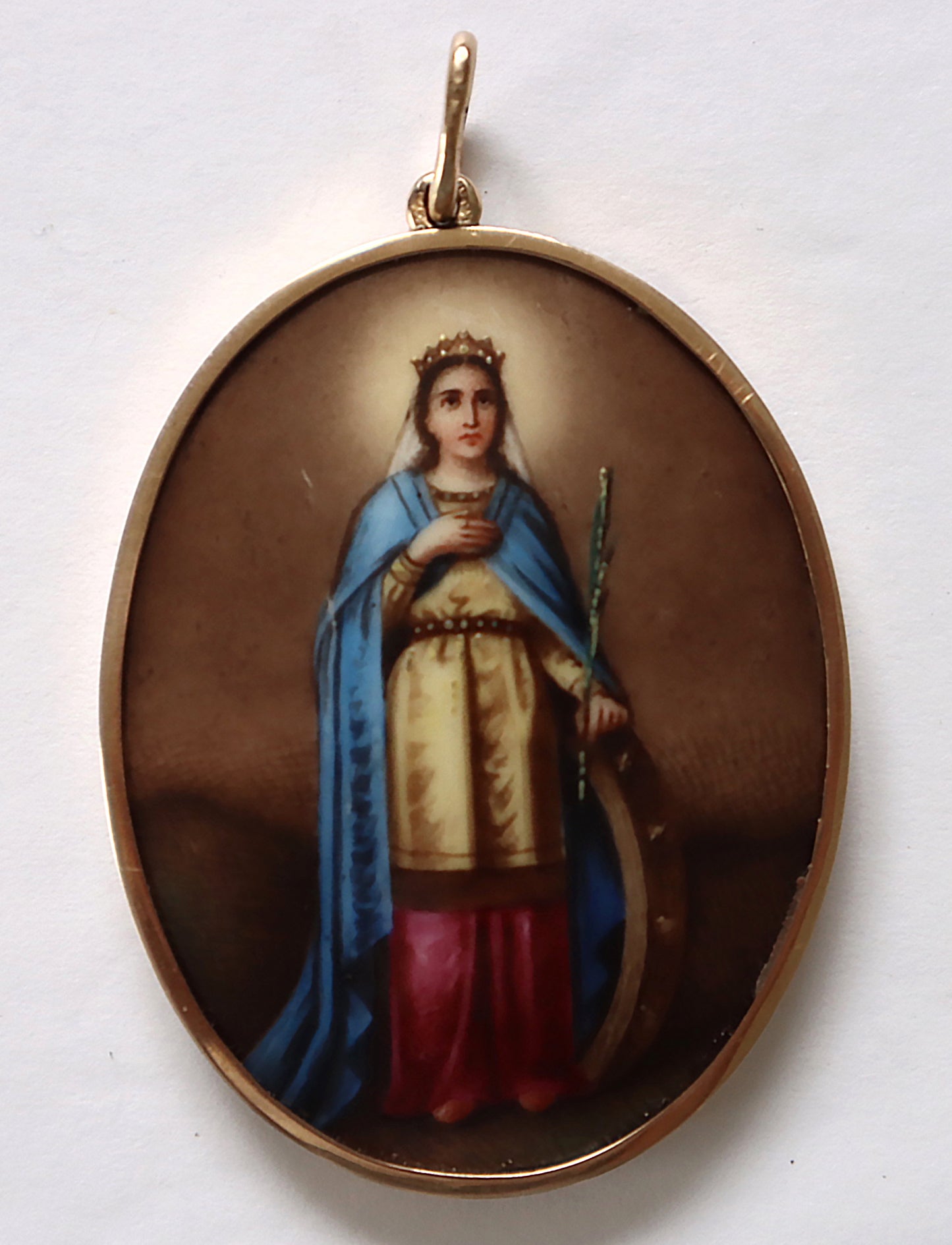 ANTIQUE 19c RUSSIAN PAINTED ICON: Saint Catherine in Gold frame | 5670