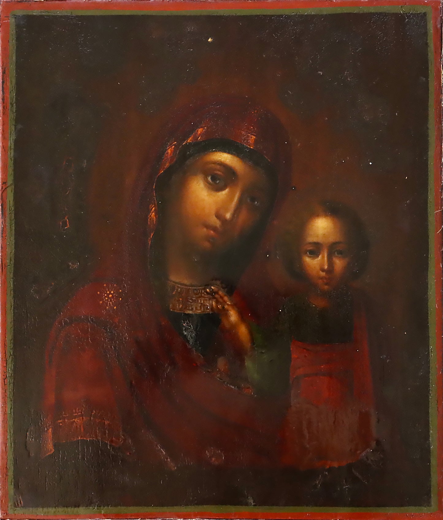 ANTIQUE RUSSIAN ICON: KAZAN MOTHER OF GOD IN SILVER OKLAD | 5731 |