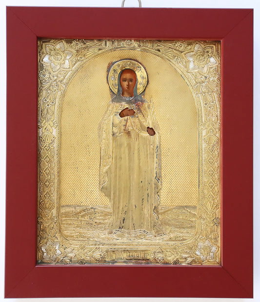 Christian, Orthodox icon of St. Martyr Sofia in a silver cover. | 5747 |