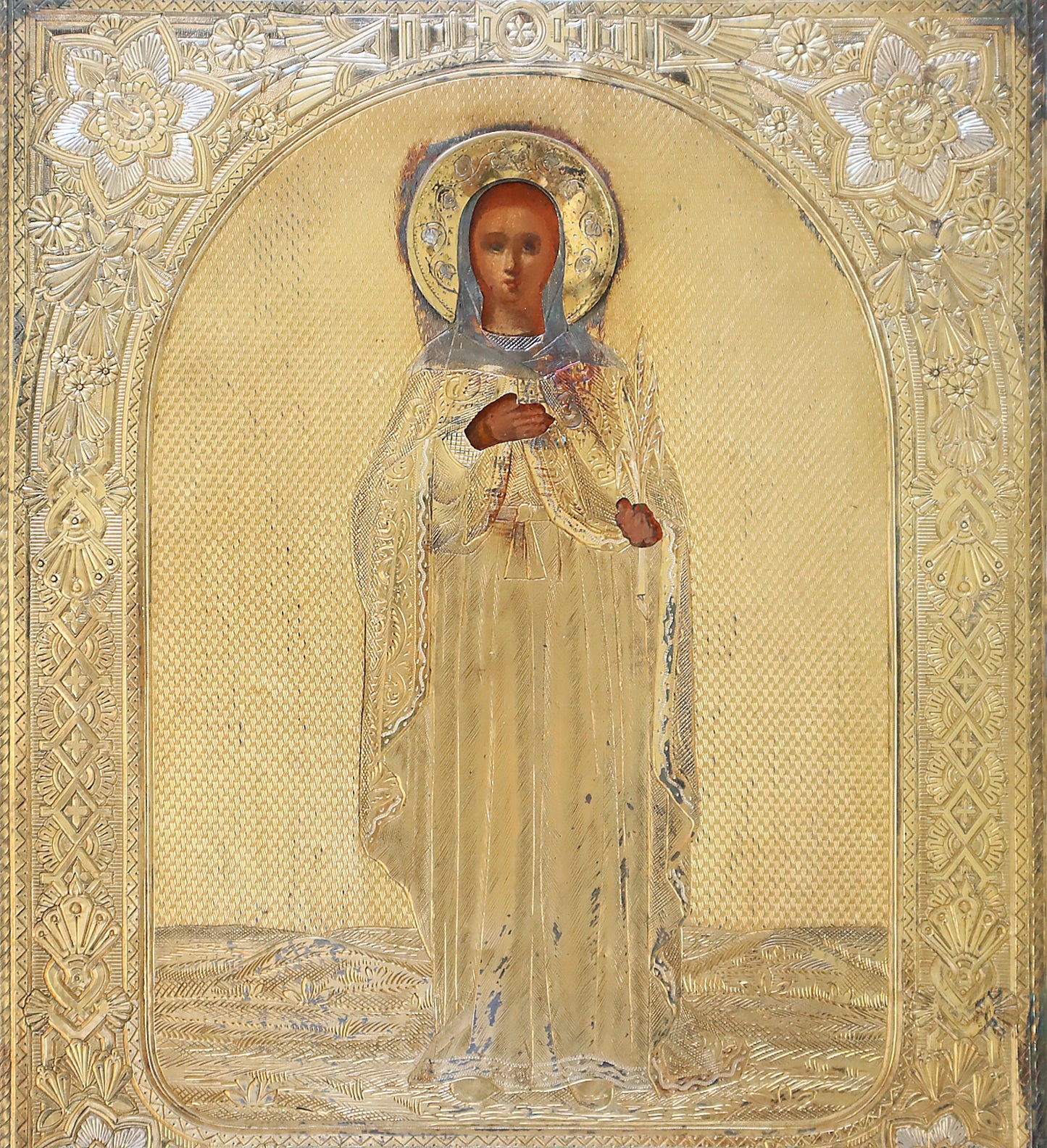 Christian, Orthodox icon of St. Martyr Sofia in a silver cover. | 5747 |