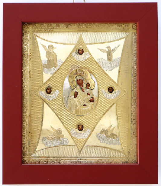 Christian, Orthodox icon of the Mother of God of the Burning Bush in a silver cover. | 5748 |