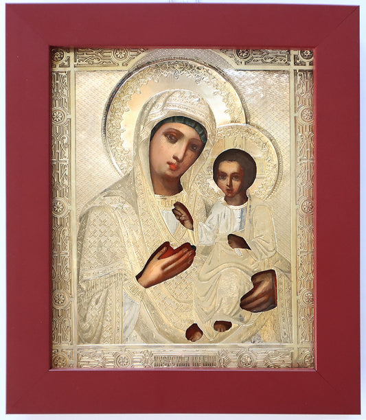 Christian, Orthodox icon of the Iverskaya Mother of God in a silver frame. | 5754 |