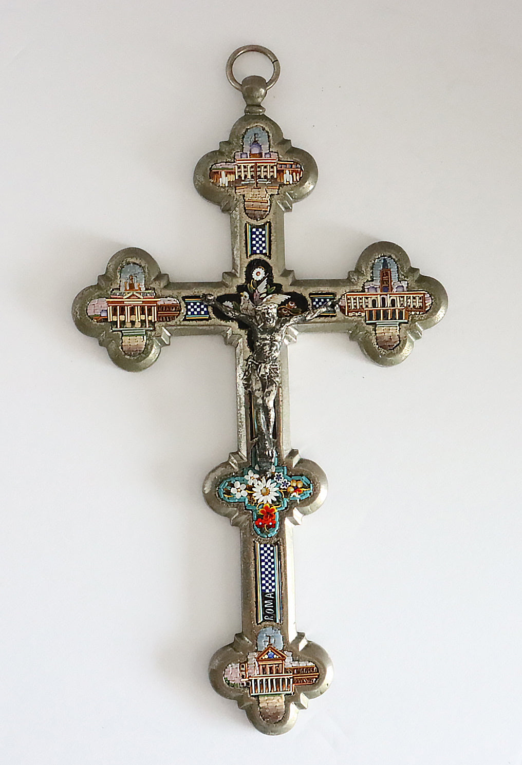 Antique Italian Micro Mosaic Cross Crucifix. | 5808 |