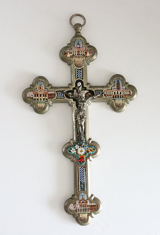 Antique Italian Micro Mosaic Cross Crucifix. | 5808 |