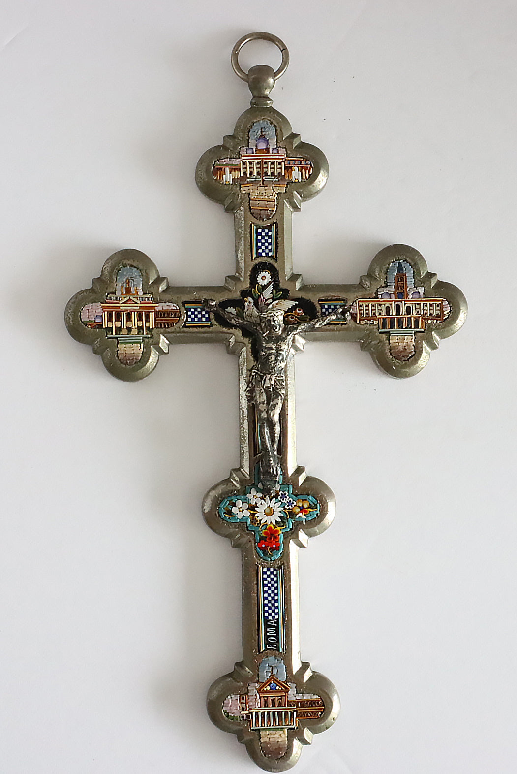 Antique Italian Micro Mosaic Cross Crucifix. | 5808 |