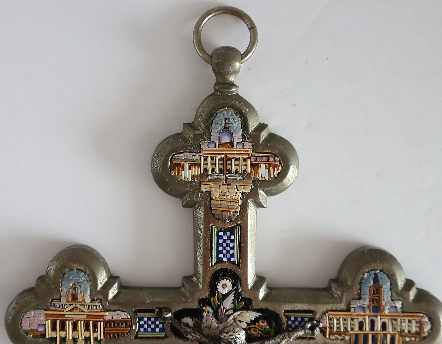 Antique Italian Micro Mosaic Cross Crucifix. | 5808 |
