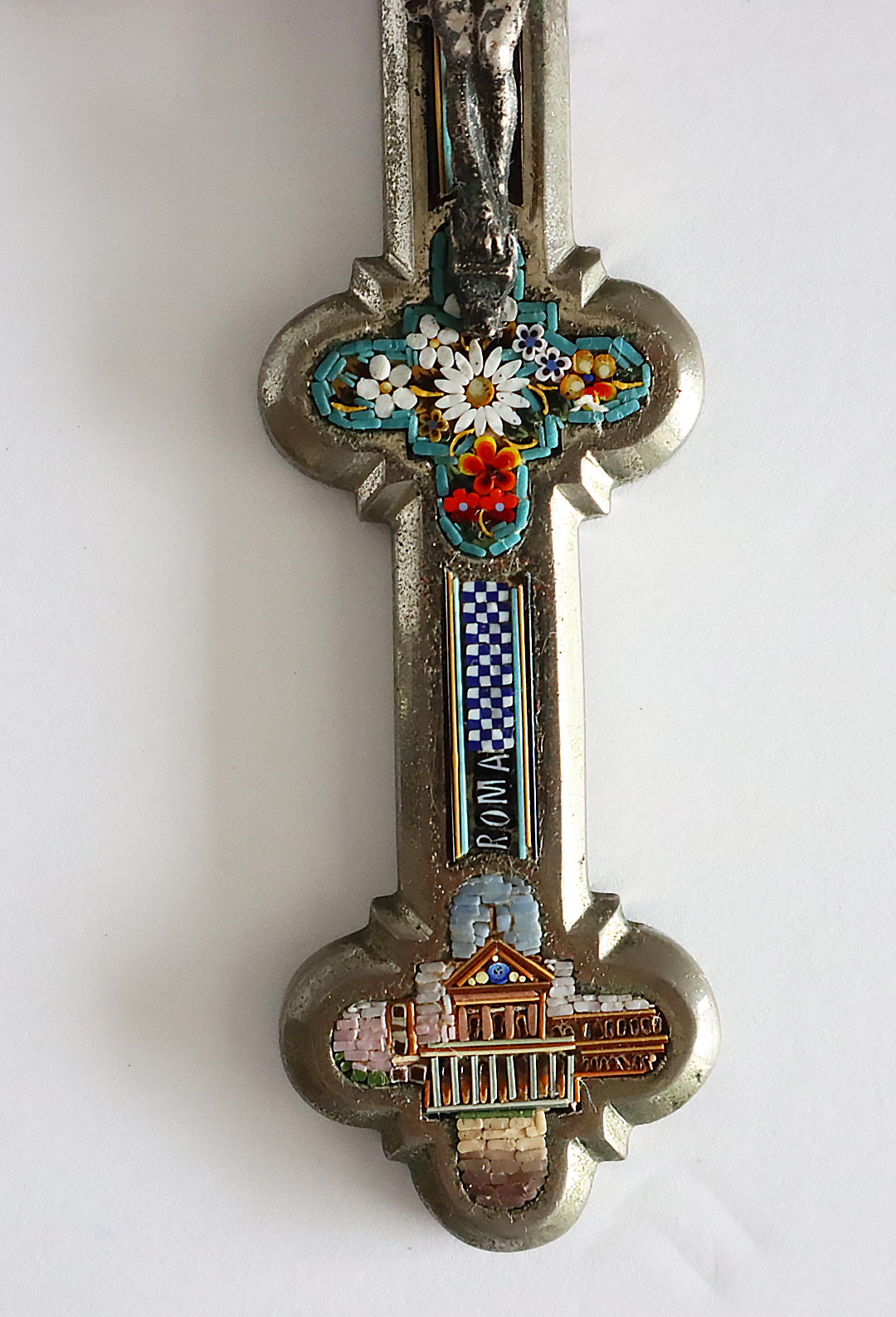 Antique Italian Micro Mosaic Cross Crucifix. | 5808 |