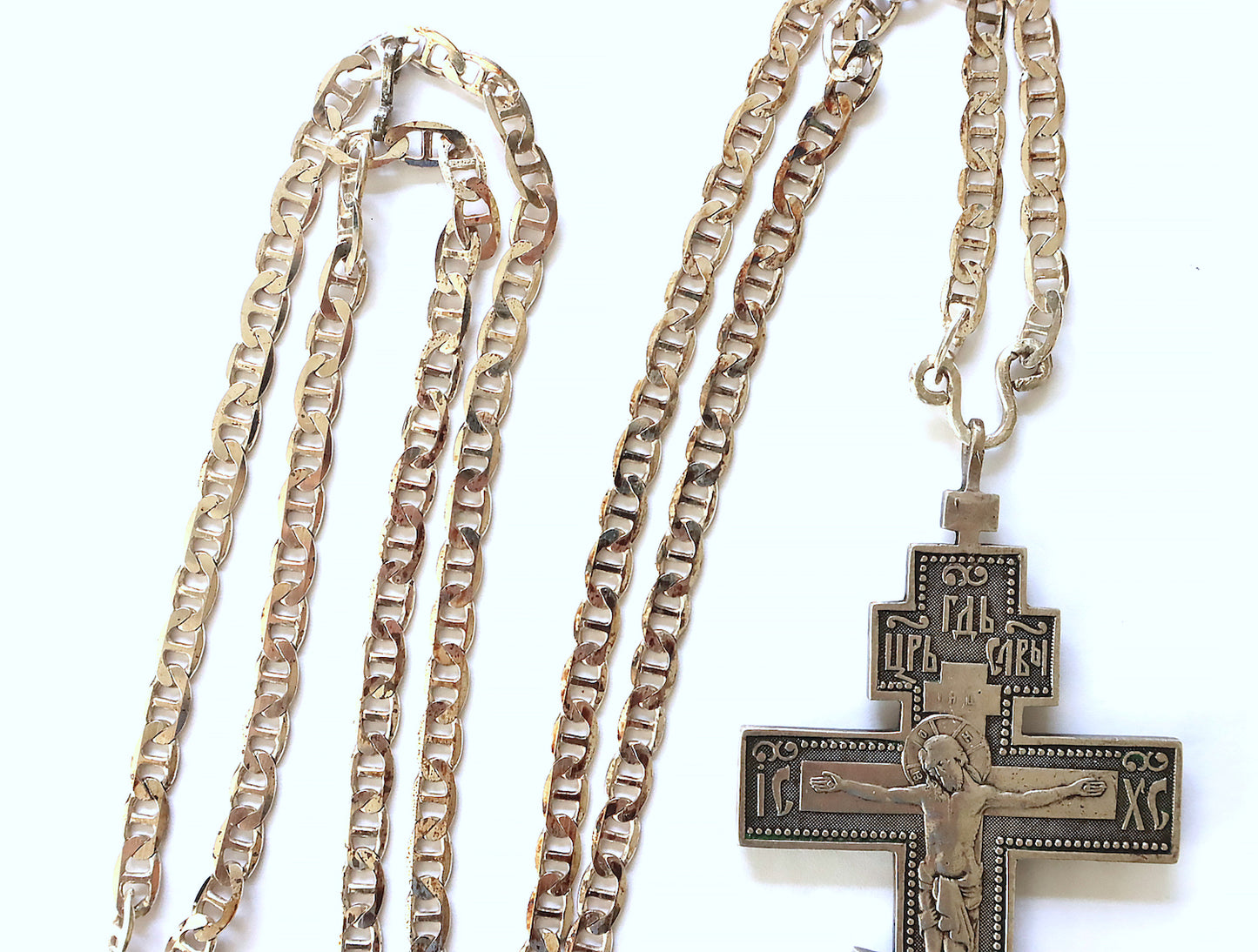 Russian Silver Pectoral Priest Cross with chain 19th century | 5810 |