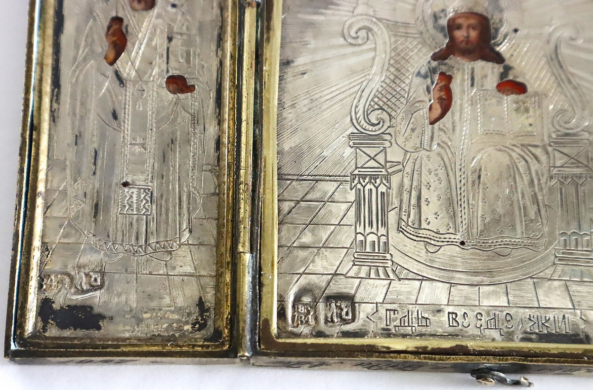 Christian Russian Orthodox icon: a three-panel folding icon (triptych). | 5864 |