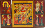 1858 | Russian Icon Triptych of Resurrection, Mother Of God & Saints