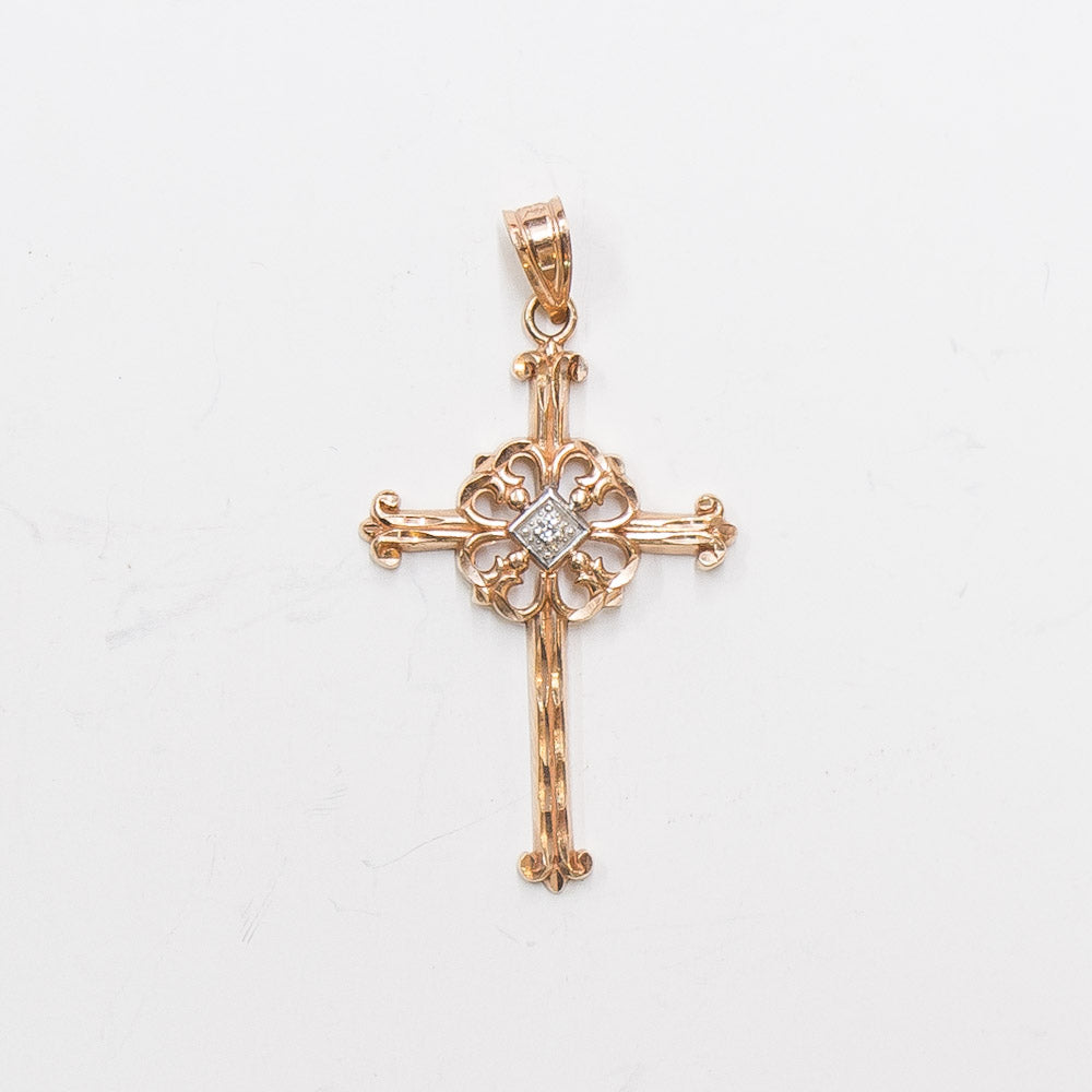 14k Gold Cross with Diamond | 0554 |