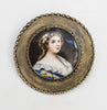 3662 | Antique, Silver Plated Brooch with Woman's Portrait Painted on Ceramic