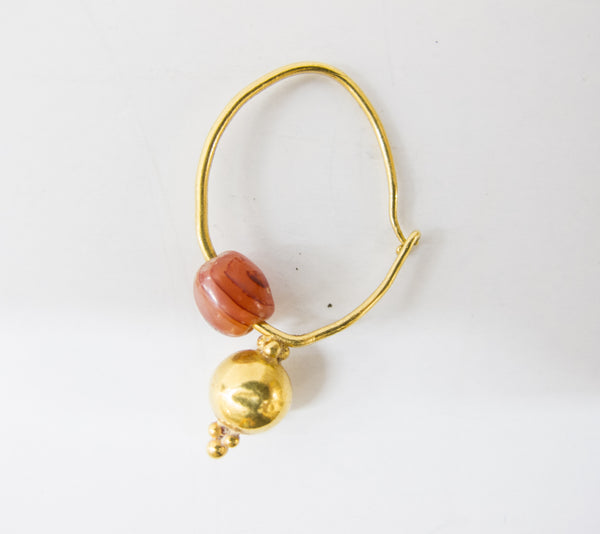 4422 | Antiquity Gold and Cornelian Earring 2nd-3rd Century BC, Greece - Scythian