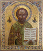4463 | Antique, 19th century, Orthodox Russian Icon: SAINT NICHOLAS