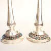4514 | Antique Pair Of Judaical Sterling and Turquoise beats Candlesticks
