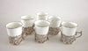 4538 | Antique 19th. century Coalport Porcelain Demitasse Cups With Sterling Holders, Set Of Six