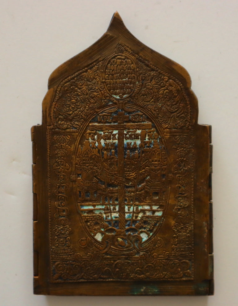 4574 | Antique, 19th century, Orthodox RUSSIAN BRONZE ICON OF QUADIPTYCH