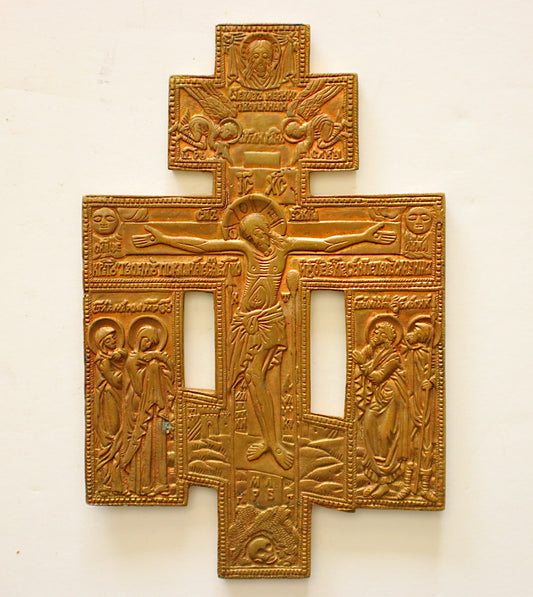 Antique, 19th century, Orthodox Bronze icon-cross | 4637 |