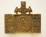 4643 | Antique, 19th century, Orthodox Russian Bronze Triptych