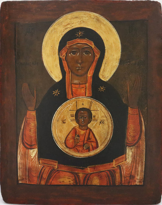 4670 | Antique, 19th century, Orthodox Russian icon: Sign Mother of God