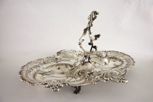 Antique AUSTRIAN 800 SILVER DOUBLE WELL CENTER BOWL | 4767 |