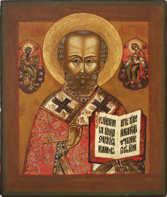 4838 | Antique 19th century, Orthodox Russian icon: ST. NICHOLAS OF MYRA Russian