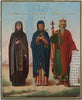 4913 | Antique 19th century, Orthodox Russian icon: Three Saints: St.Apolinnariya, St.Marthyr Lidiya, equal to the apostles St.Vladimir