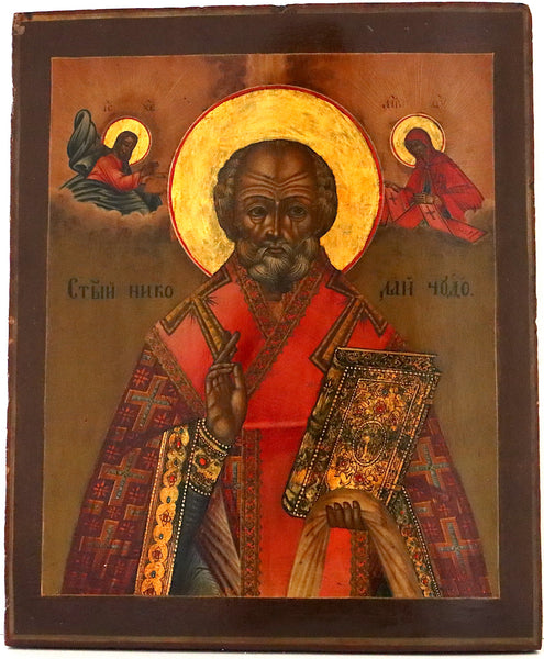 4957 | Antique 19th century, Orthodox Russian icon Saint Nicholas