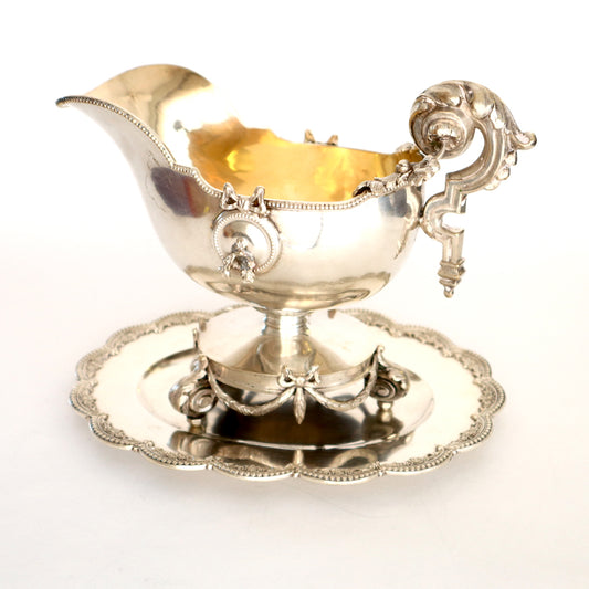 Antique GEBRUDER FRIEDLANDER GERMAN SILVER SAUCE BOAT | 4999 |