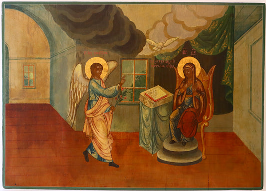 5029 | Antique 19th century, Orthodox Russian icon: Annunciation