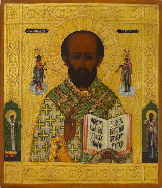 5147 | Antique 19th century, Orthodox Russian icon: Saint Nicholas