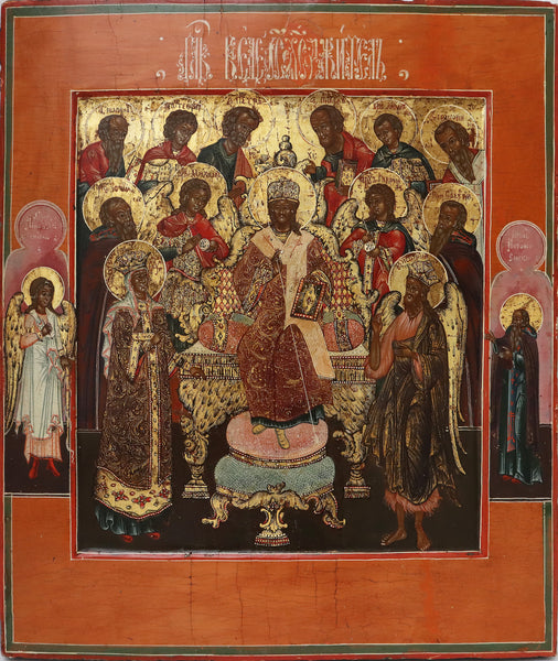 5166 | Antique 19th century, Orthodox Russian icon: The Deisis with selected Saints