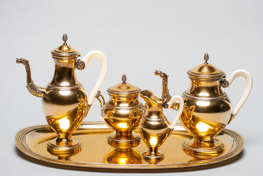 2807 | Antique, French Silver-Gilt Coffee/Tea Set