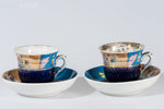 2816 | Russian Porcelain Cups & Saucers by Kuznetsov, 19th century